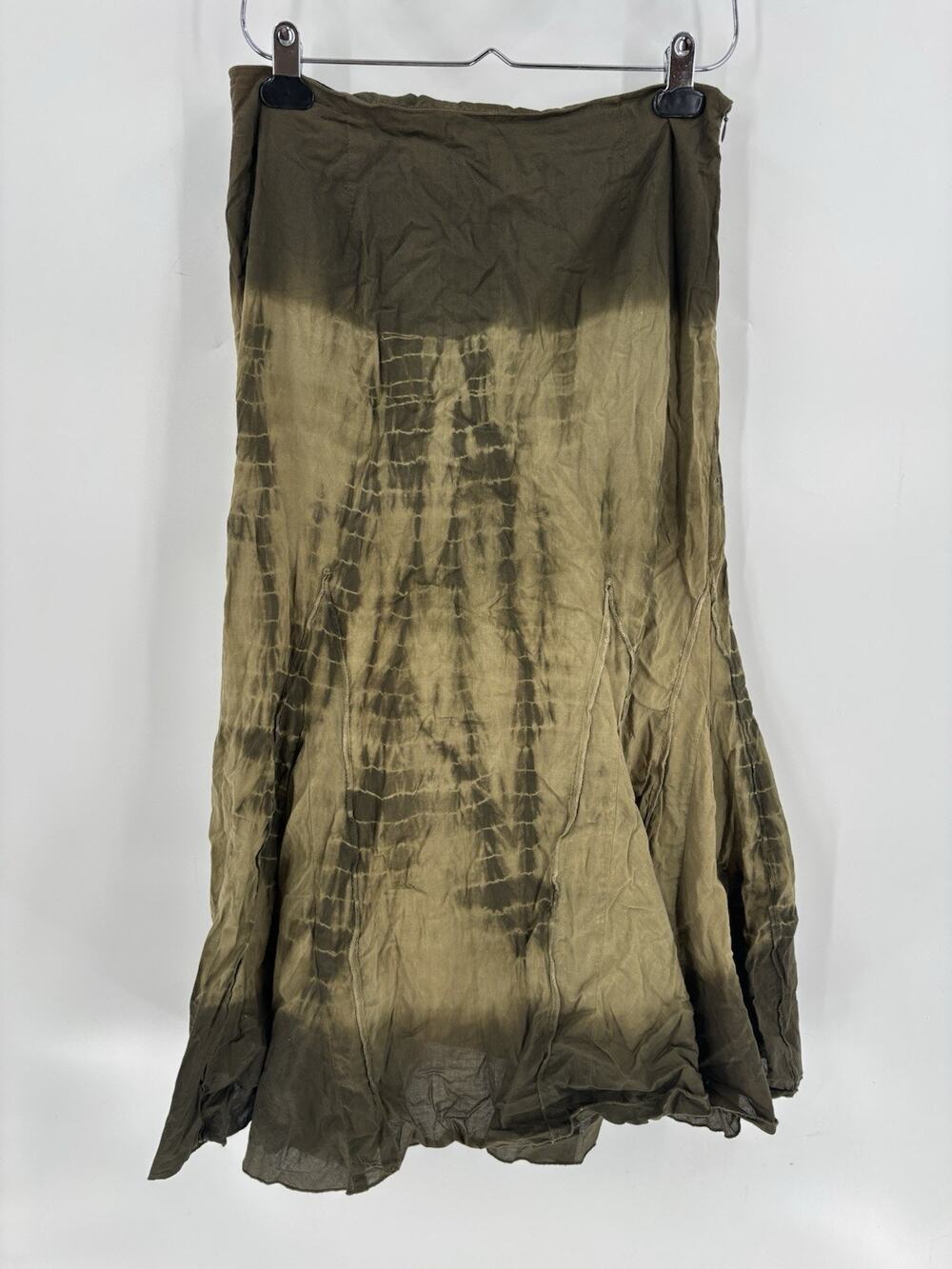 NY Collection Skirt Womens XL Green Tie Dye Gradient Flowy Midi 100% Cotton 90s